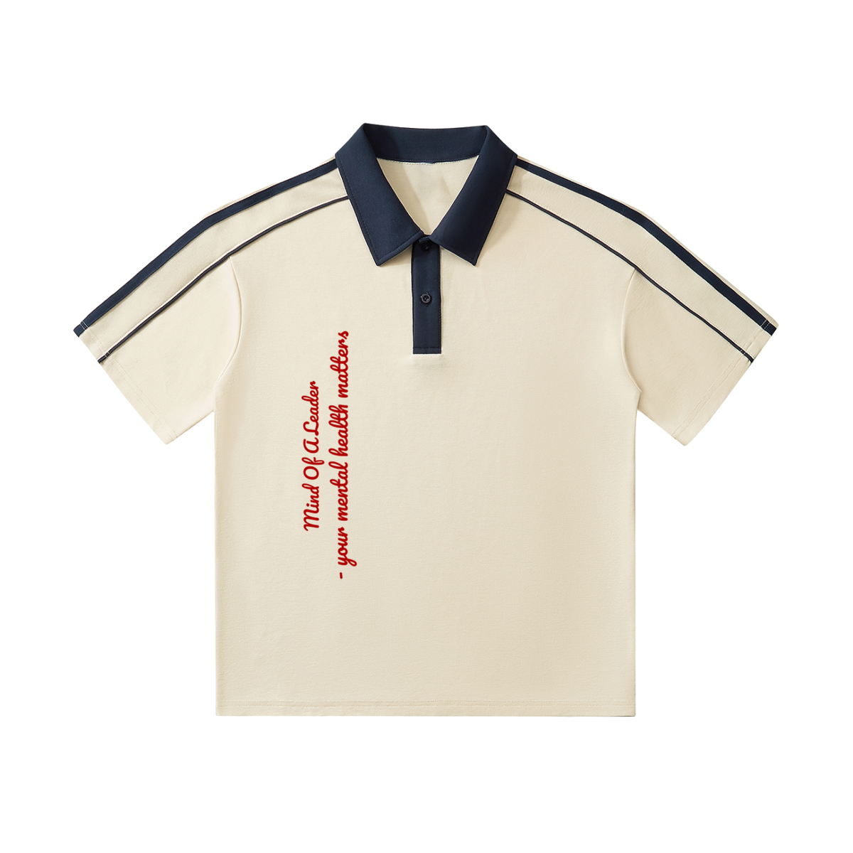 Contrast Collar Short-Sleeve Polo Shirt with the Mental Health Matters down the front