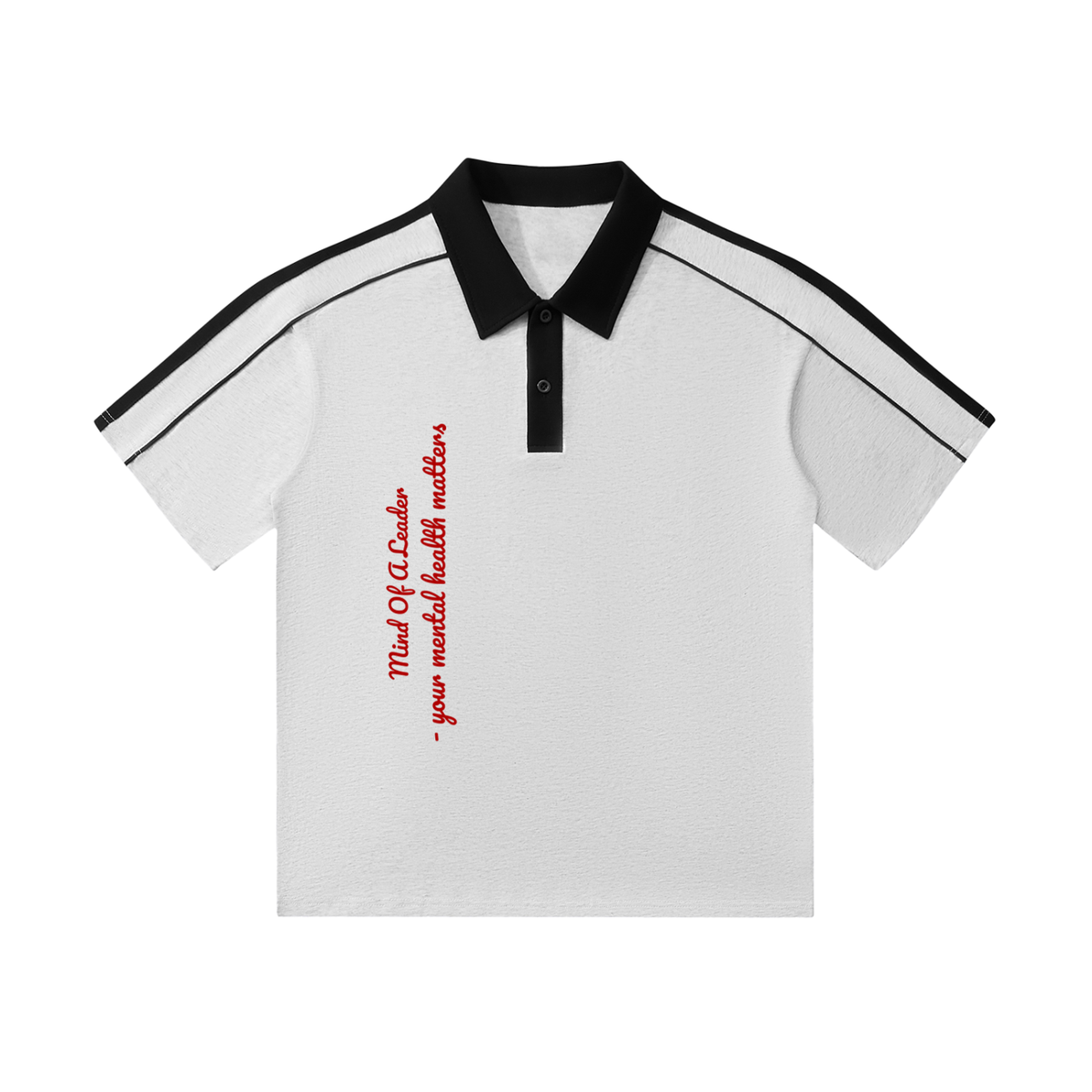 Contrast Collar Short-Sleeve Polo Shirt with the Mental Health Matters down the front