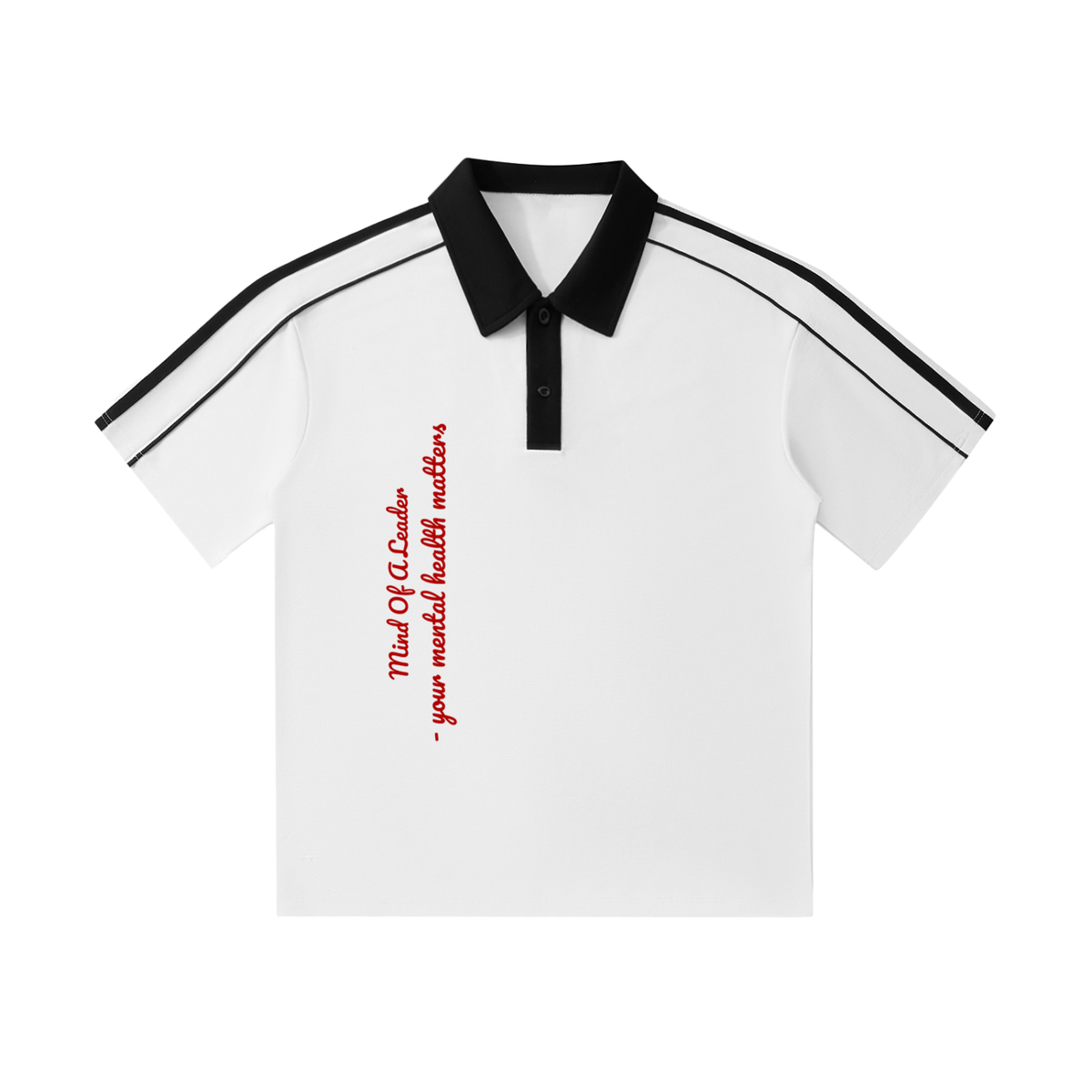 Contrast Collar Short-Sleeve Polo Shirt with the Mental Health Matters down the front