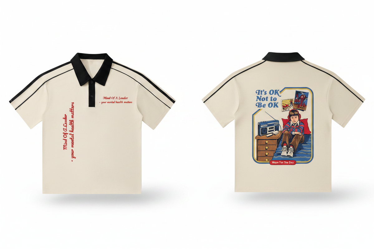 Contrast Collar Short-Sleeve Polo Shirt with Custom Image on back